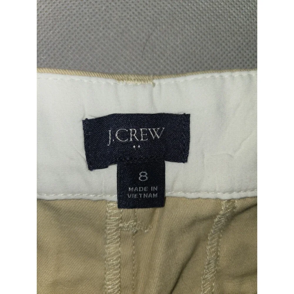 J.Crew Womens Khaki Shorts Size 8 Casual Cotton Solid Beige Flat Front Preowned